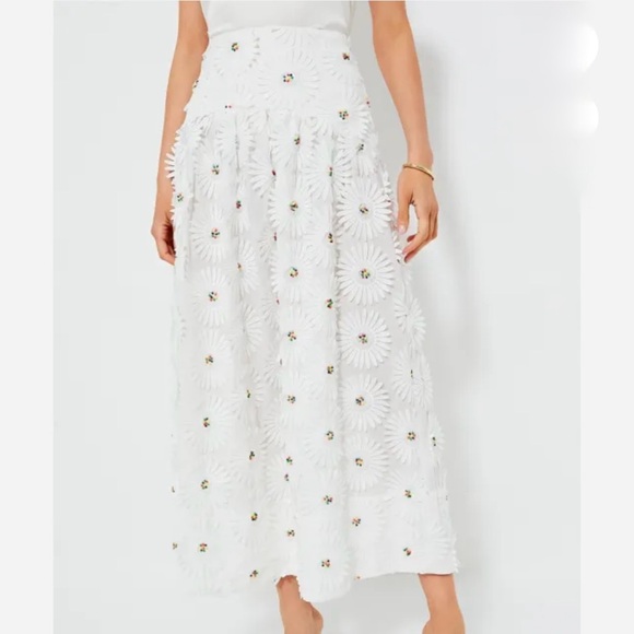 Farm Rio White Daisy 3D Floral Midi Skirt size XS - Picture 4 of 16